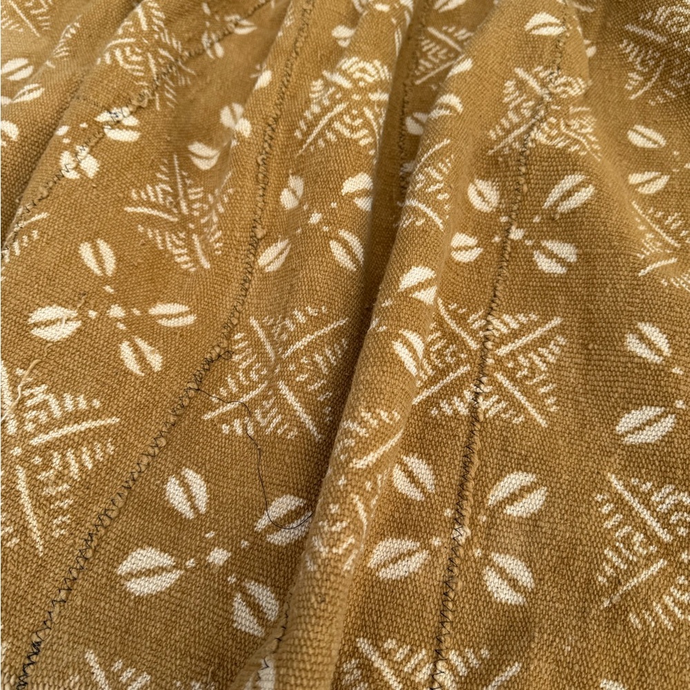Vintage African Mudcloth Mustard Yellow 59” L x 43” W Textile | No. 148